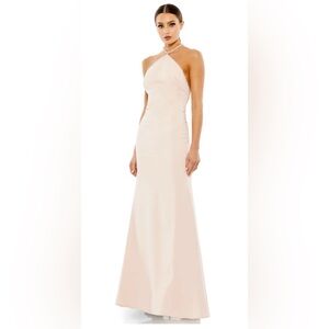 Ieena for Mac Duggal Rhinestone Halter Column Gown